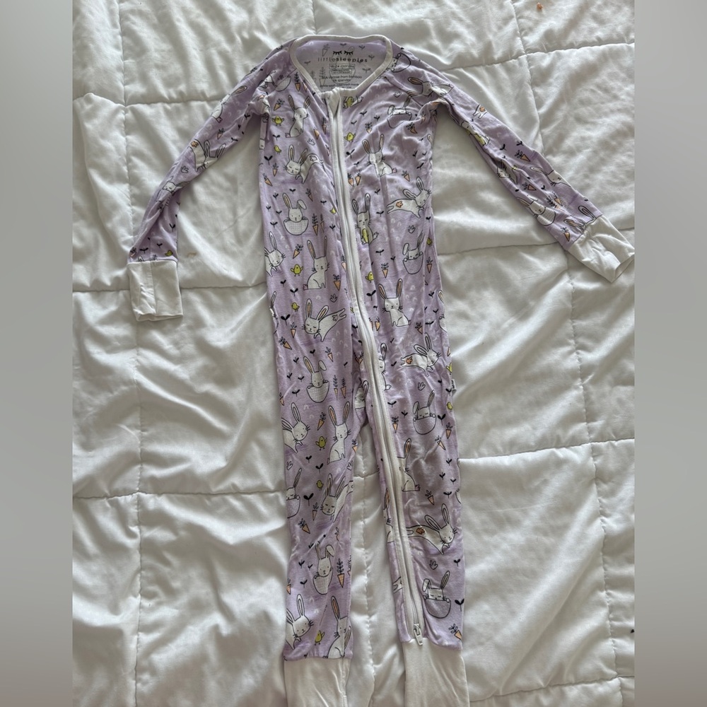 Little Sleepies Lavender Bunnies Bamboo Zippy Convertible Pajamas